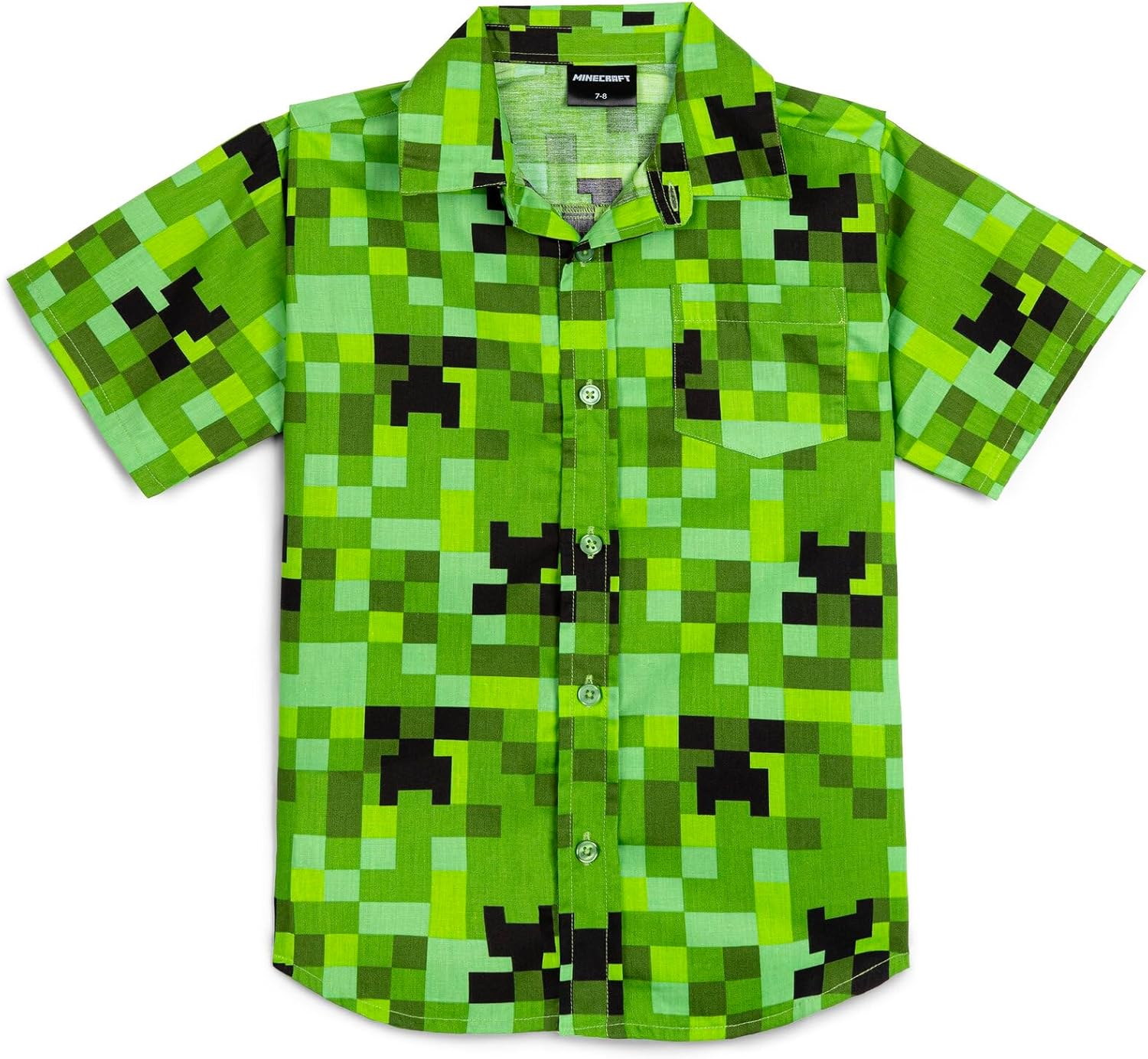 Minecraft Creeper Button Down Dress Shirt Little Kid to Big Kid